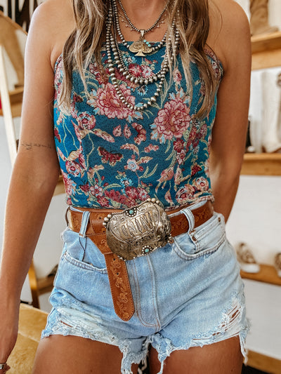 The Wild Flower Corset Top (Turquoise)