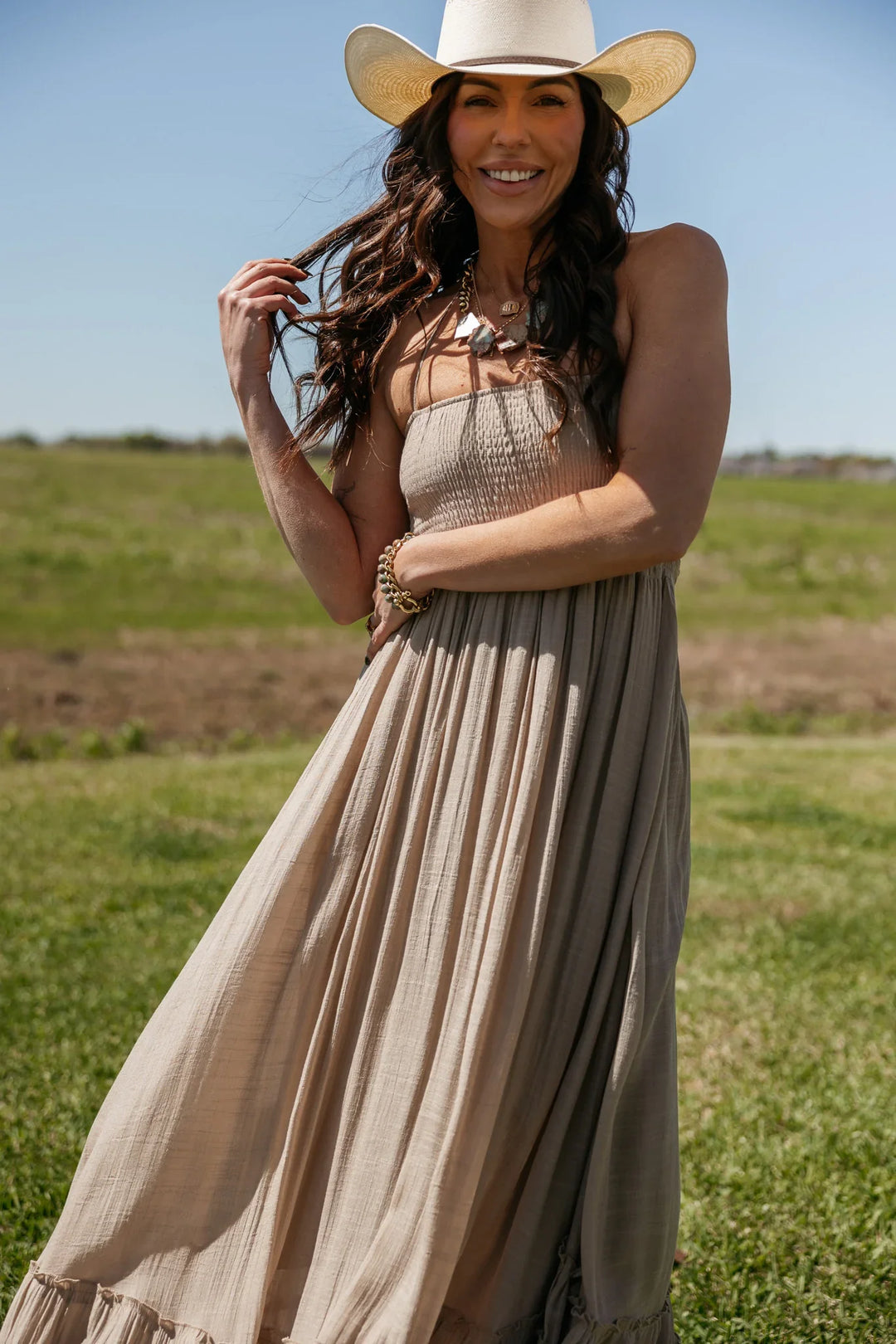 taupe halter dress Light Taupe Halter Dress