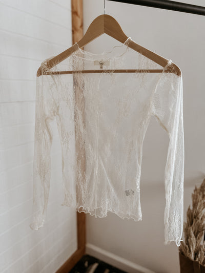 The Floral Lace Mesh Top (White)