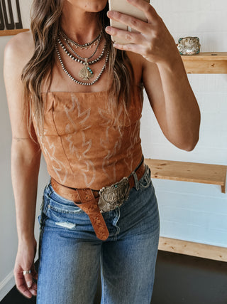 The Western Babe Corset Top (Tan)