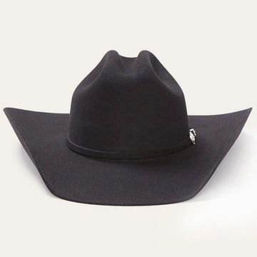 Side view of Stetson Brenham cowboy hat showing cattleman crown and wide brim