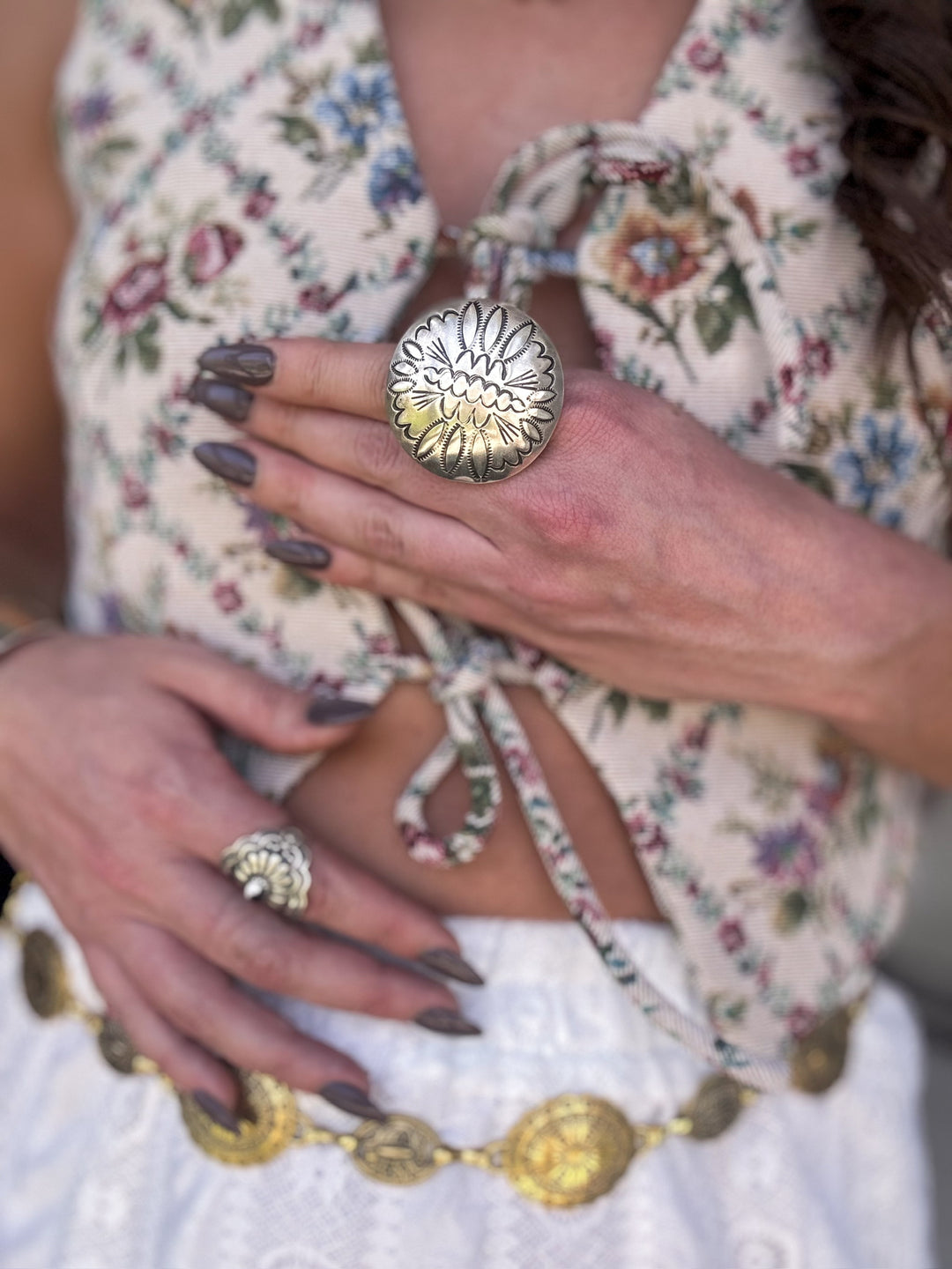 The Adjustable Midnight Concho Ring