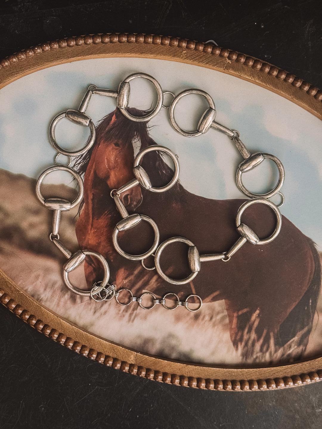 Western Horsebit Chain Belt- Silver