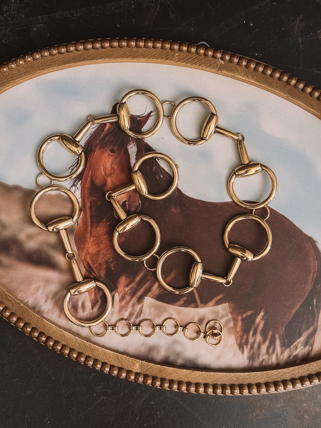 Western Horsebit Chain Belt – Gold