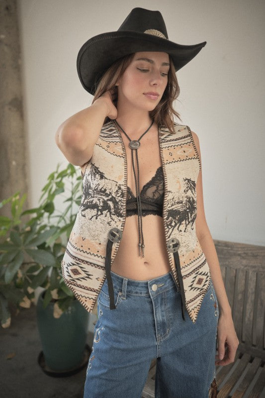 Wild Horses Jacquard Vest PRE ORDER 8/15