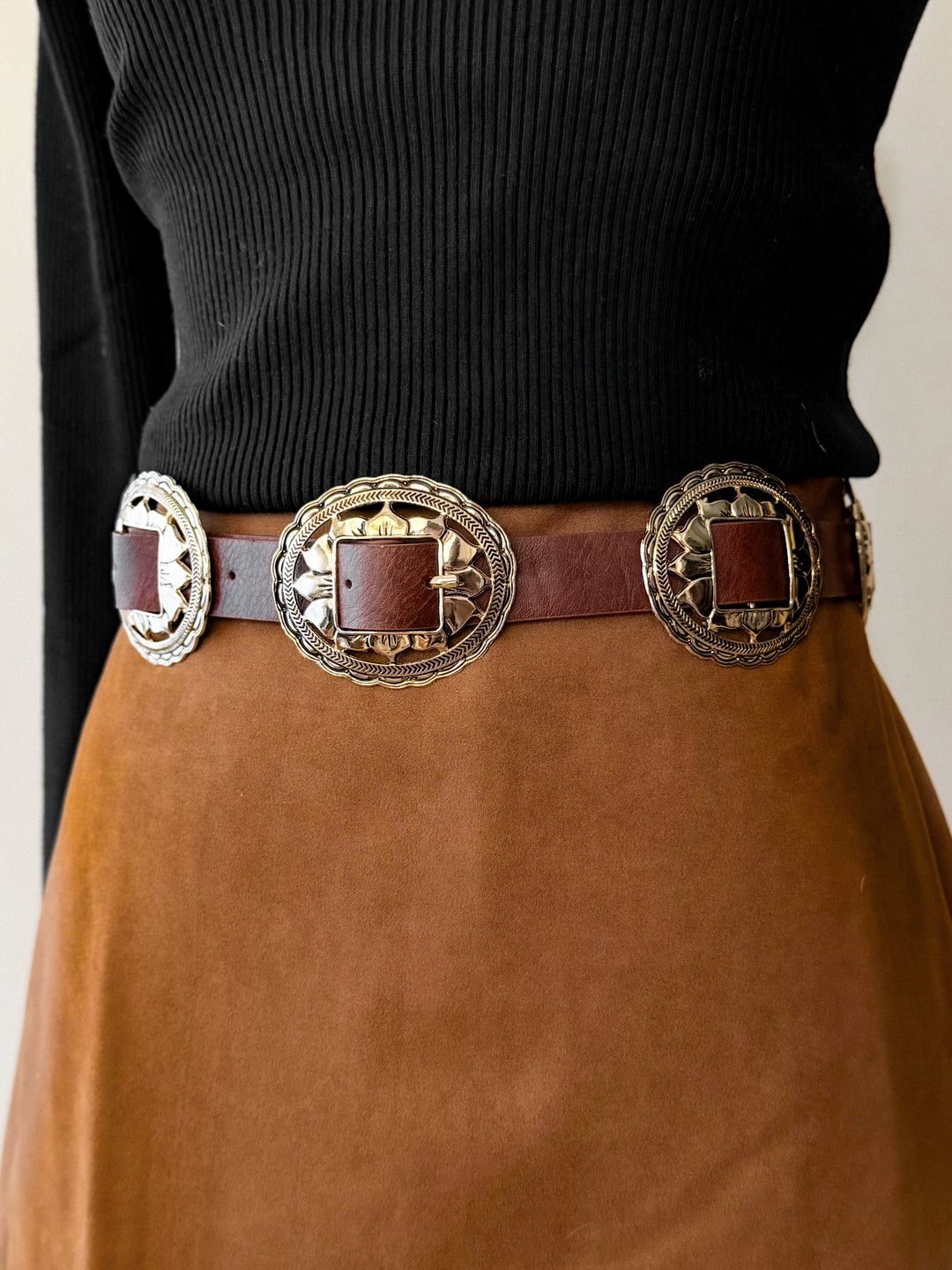 Sunflower Concho Link Belt – Cognac