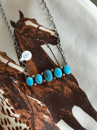 The Turquoise Cluster Bar Necklace