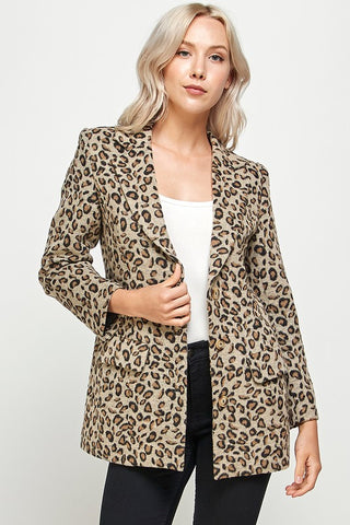 The Leopard Button Blazer