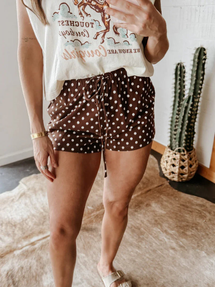 Brown Polka Dot Lounge Shorts