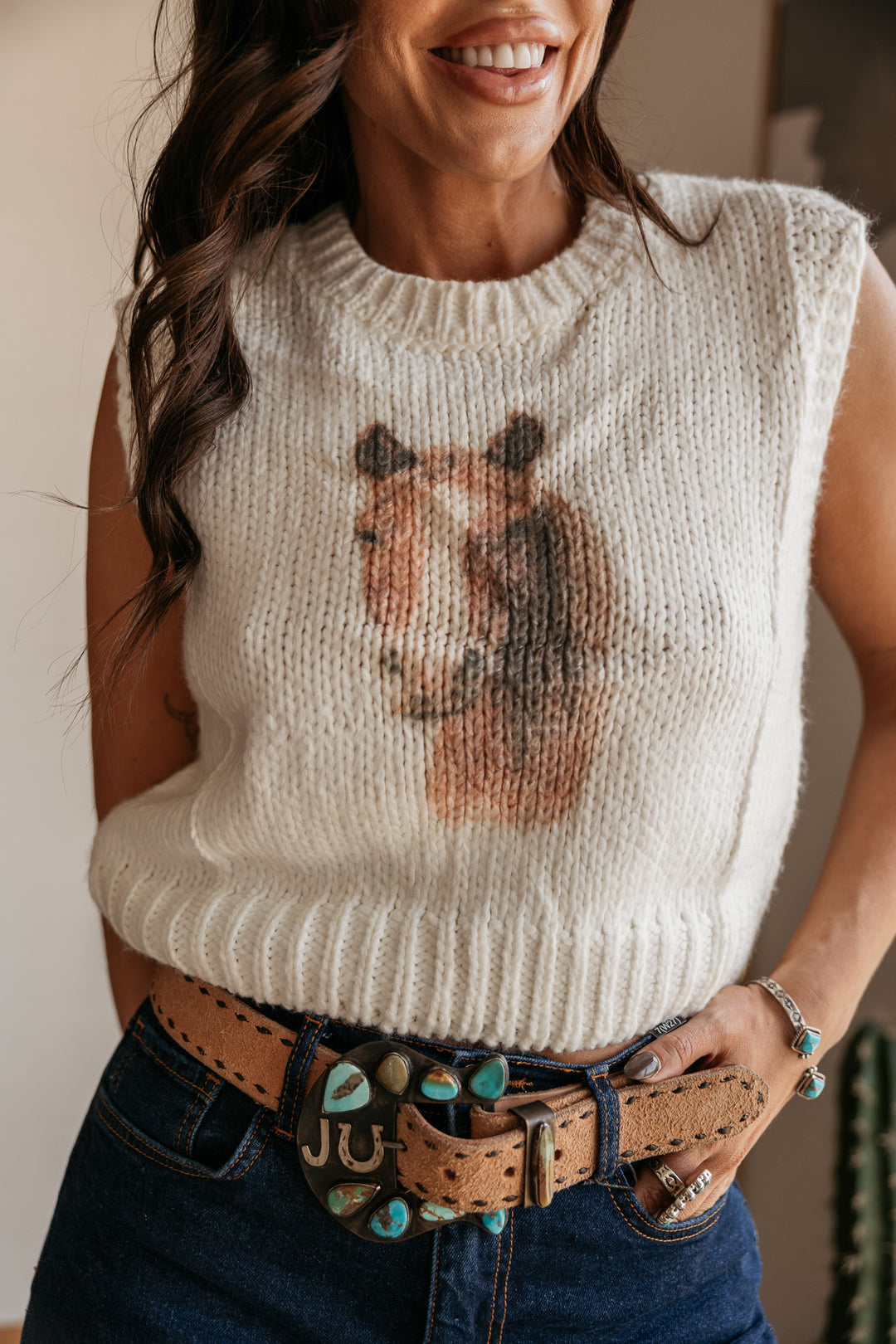 Bronco Knit Sweater vest - White