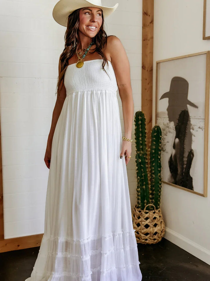 Ivory Smocked Halter Maxi Dress