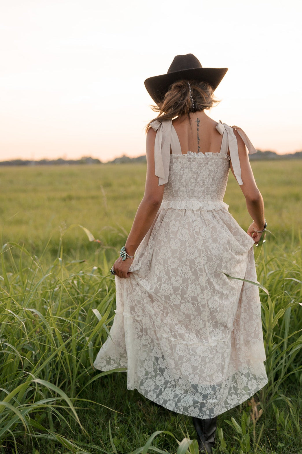 Dust &amp; Lace Tie Shoulder Midi Dress PRE ORDER 8/31