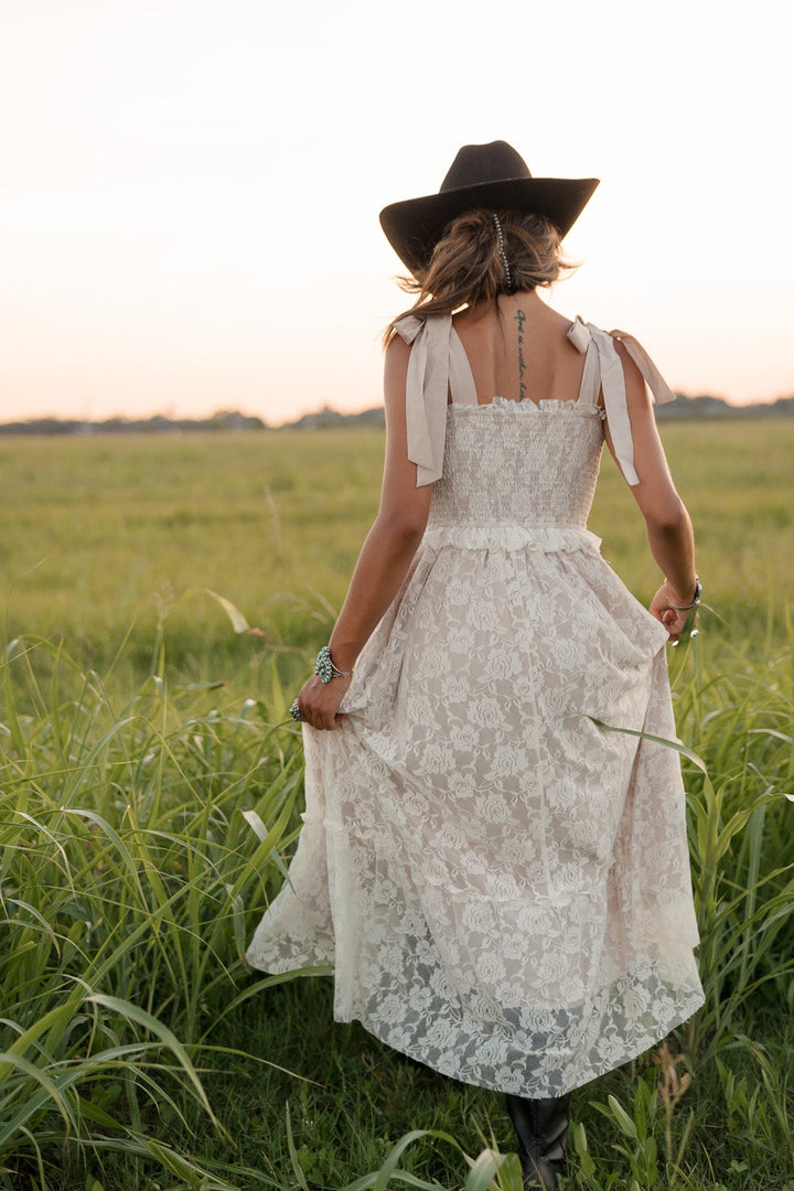 Dust &amp; Lace Tie Shoulder Midi Dress PRE ORDER 8/31