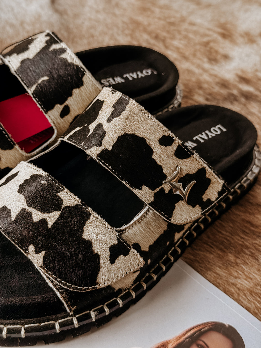 Deen Canyon Sandals ( Black and White Cowhide)
