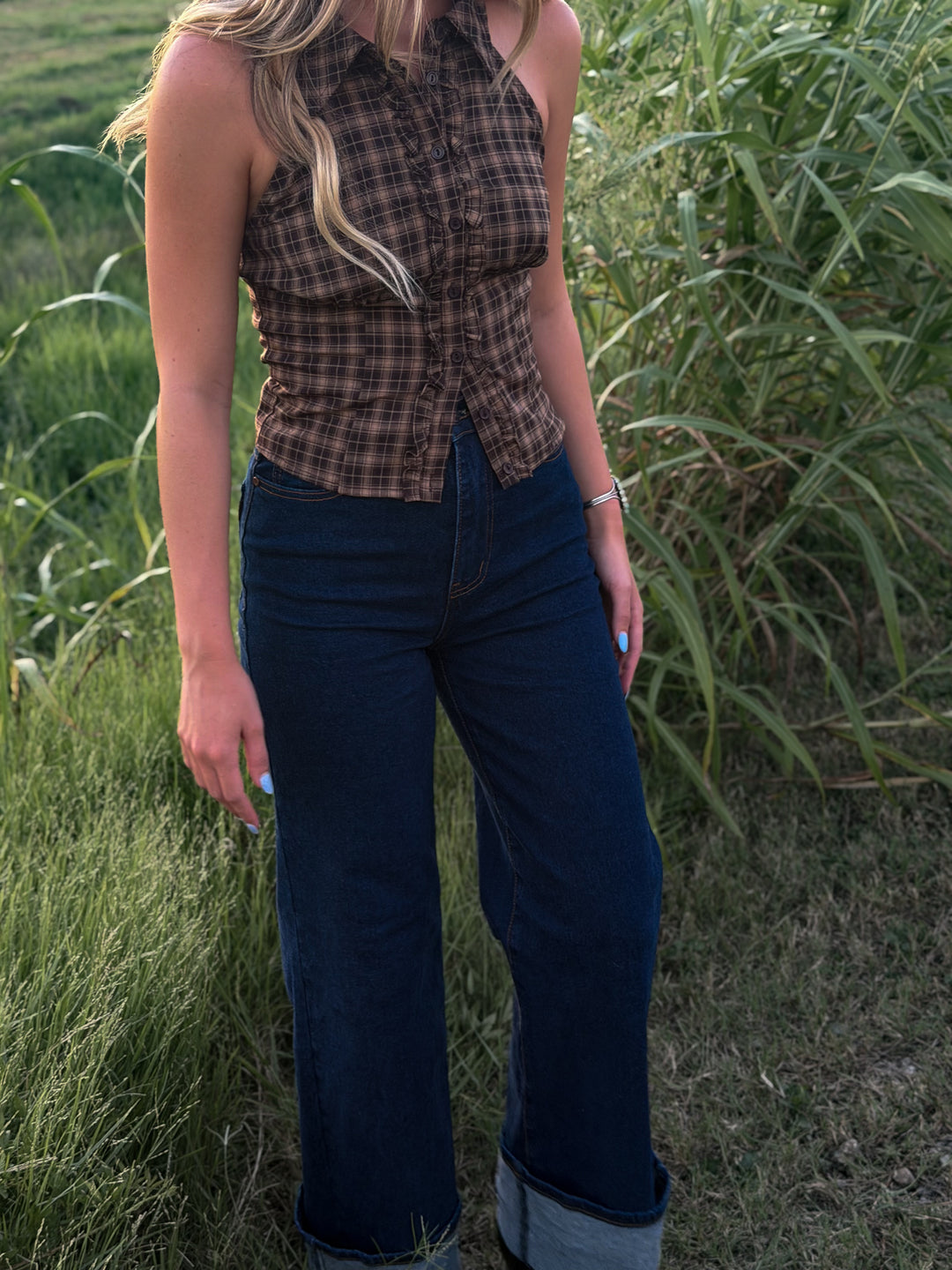 Dark Wash High Rise Wide Leg Jeans