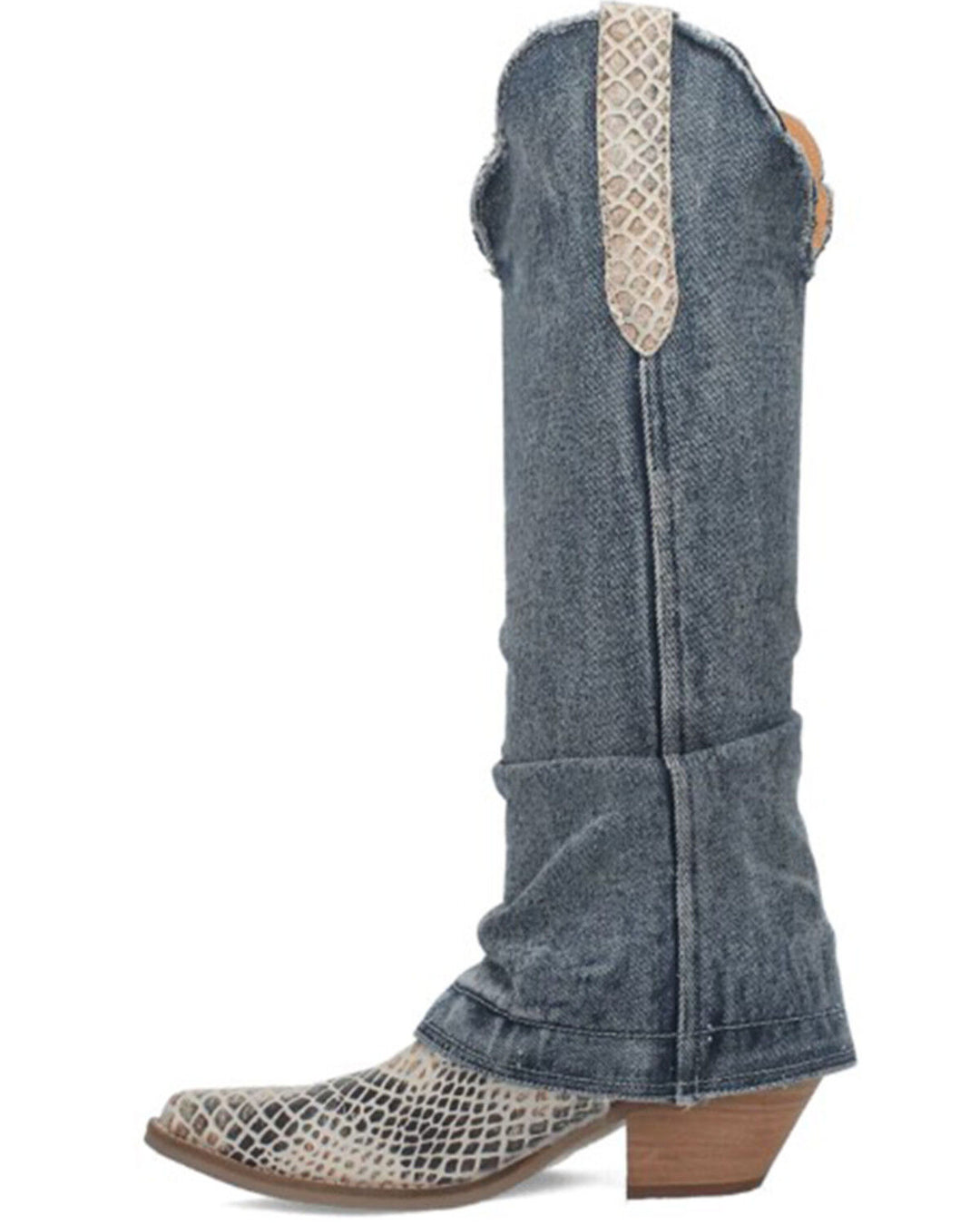 Dingo Shabby Denim & Lizard Embossed Western Boots