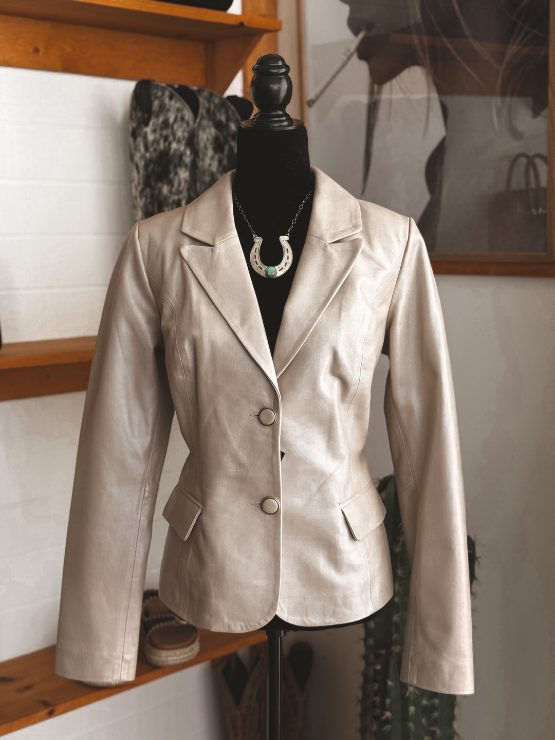 Morris Kaye Pearl Leather Blazer