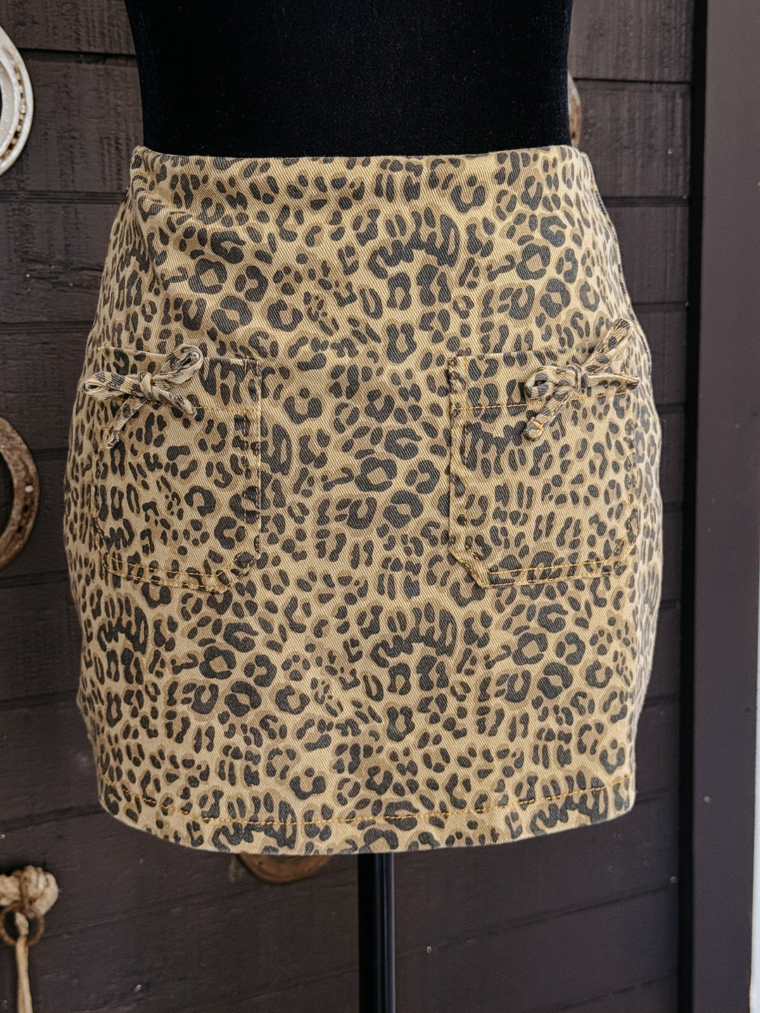 Leopard Denim Mini Skort