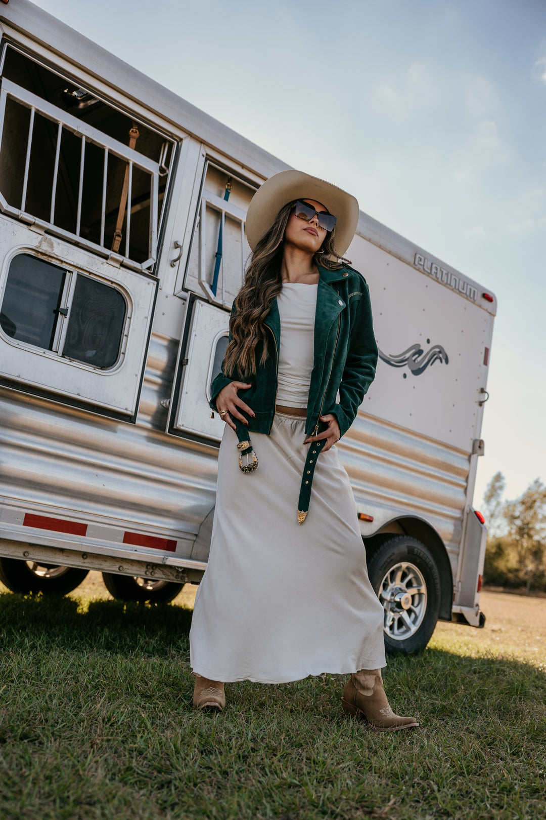 The Straight Silk Midi Skirt (Cream)