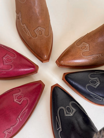 Western Sun Cutout Boots (Dusted Ruby)