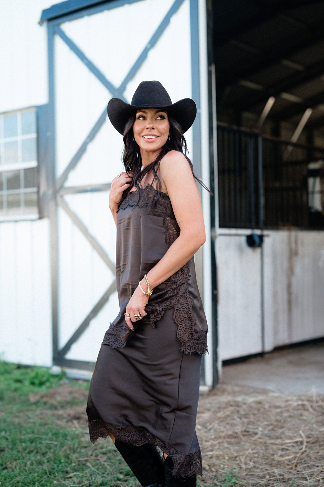 Cocoa Satin & Lace Set