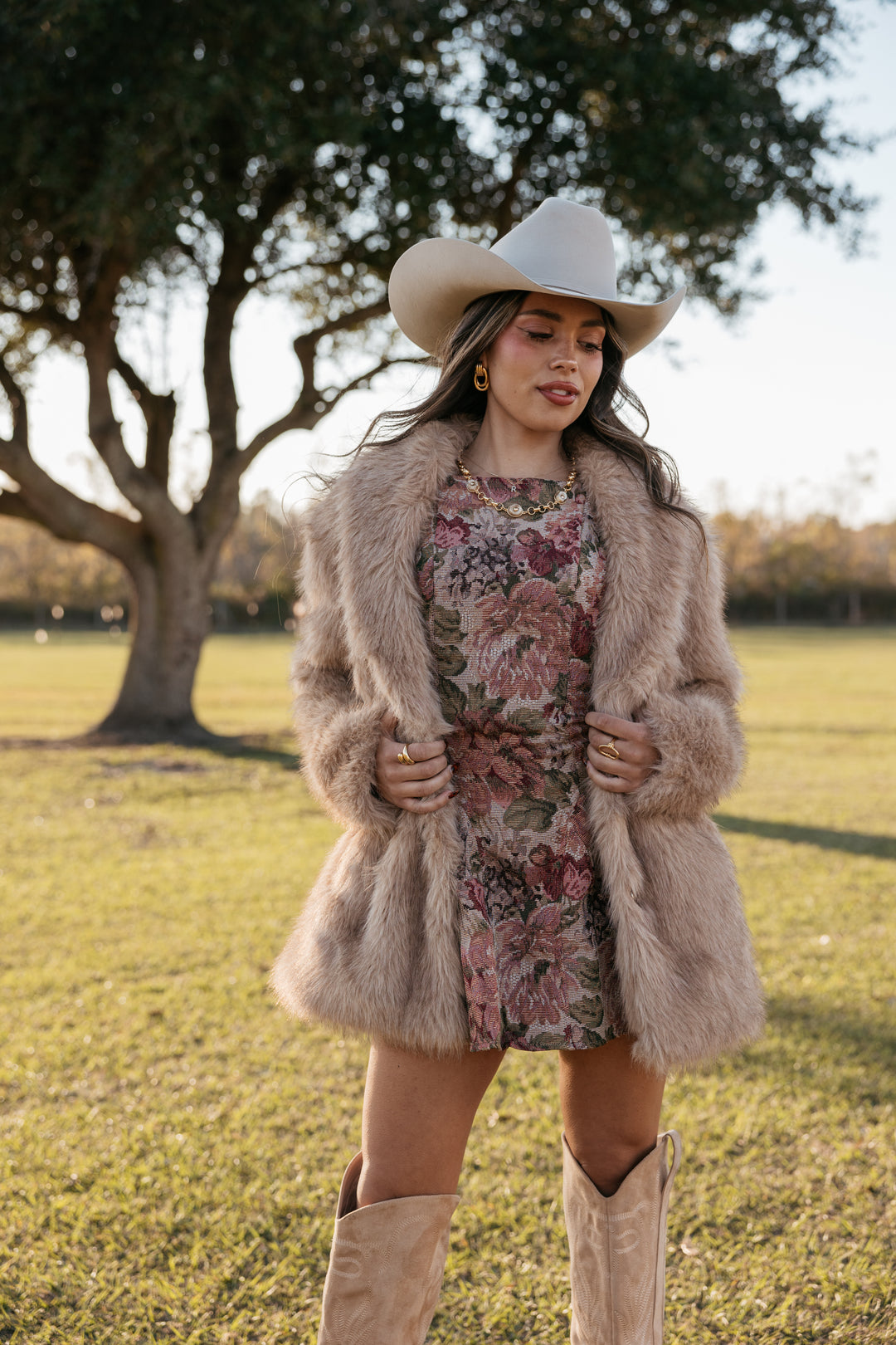 Shaggy Fur Statement Coat - Beige