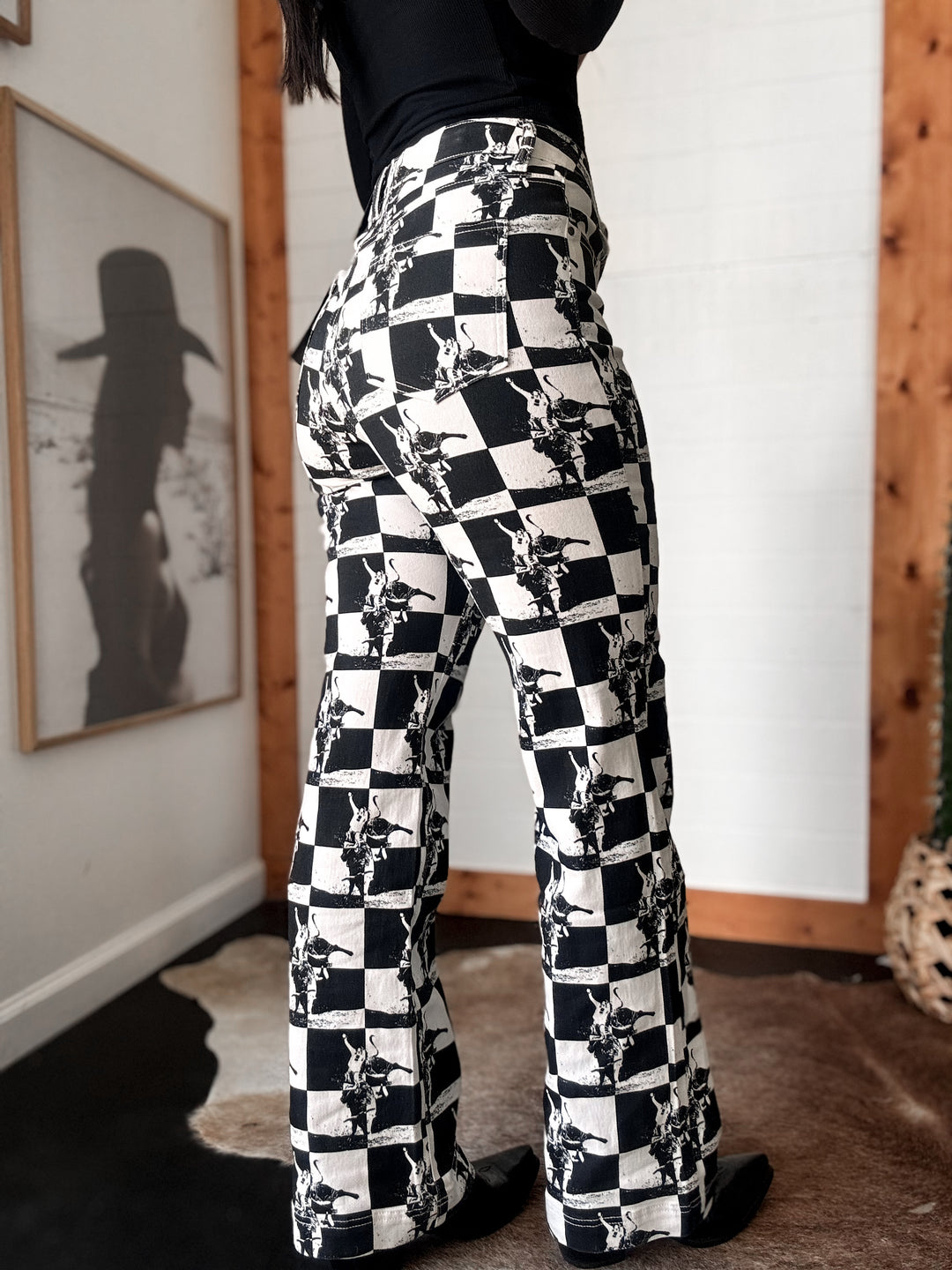 Bucking Bull Checkered Straight Leg Jeans