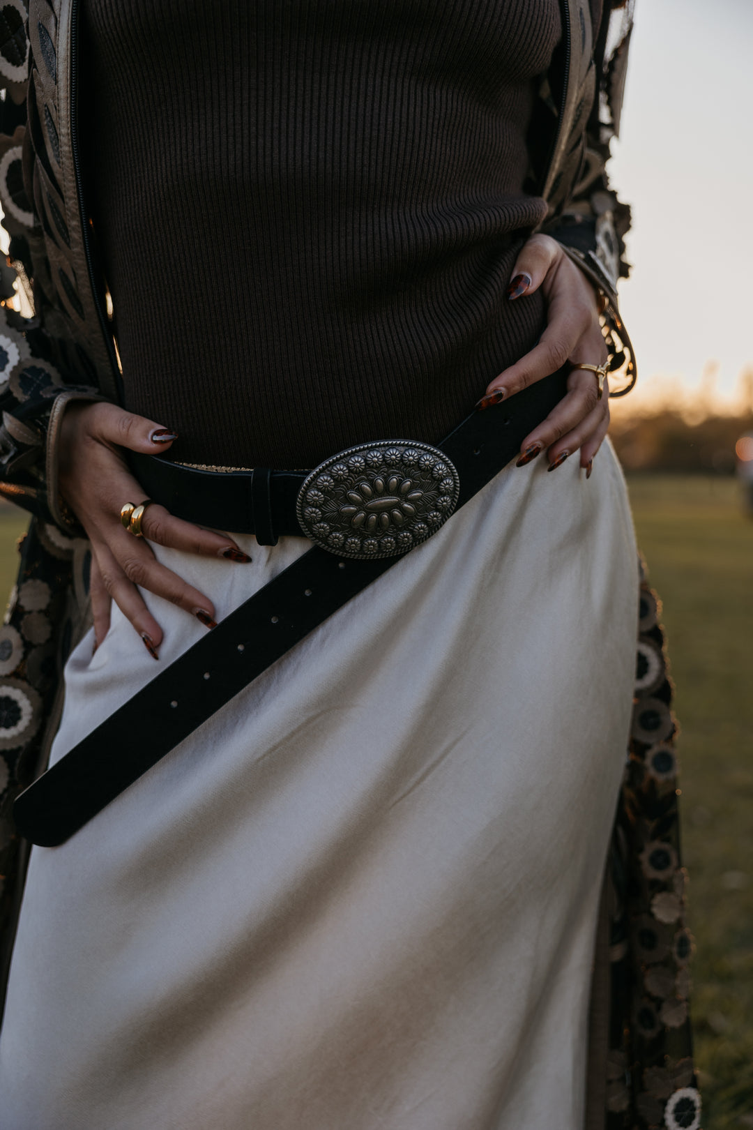Concho Daisy Belt - Black