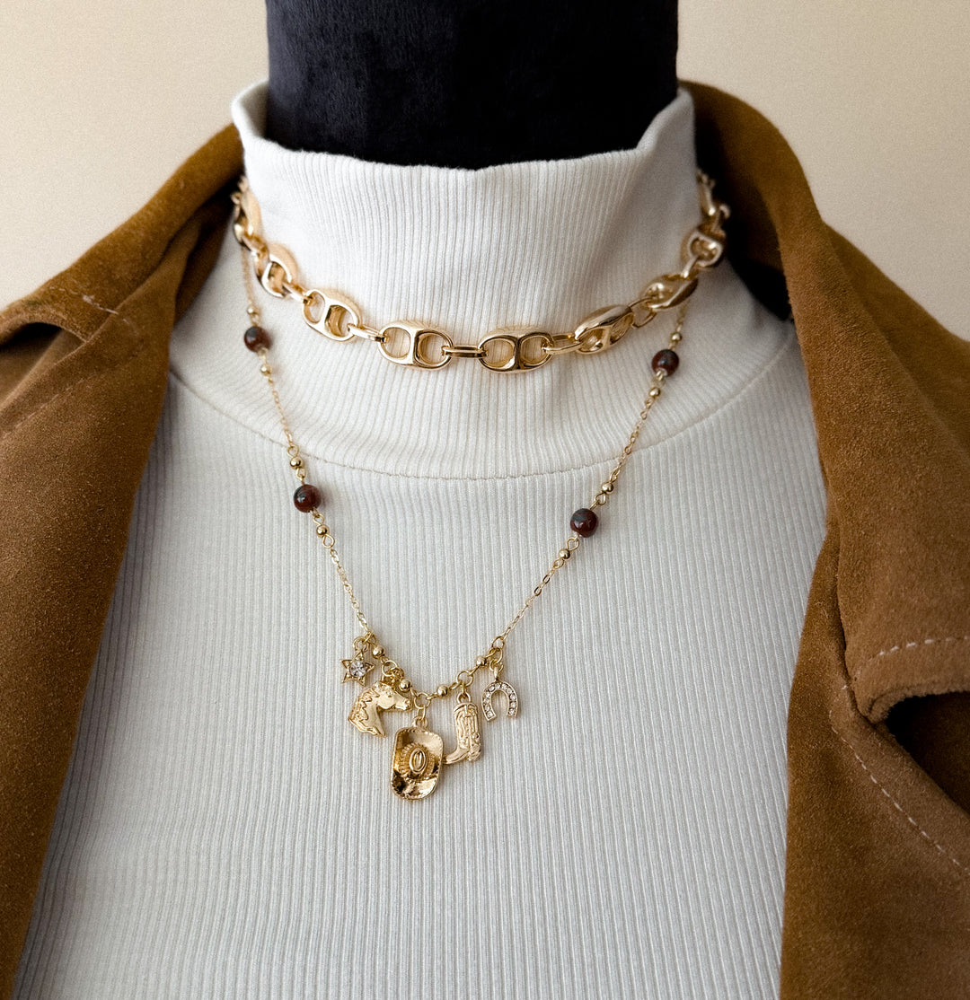 Charms n’ Stone Necklace – Gold