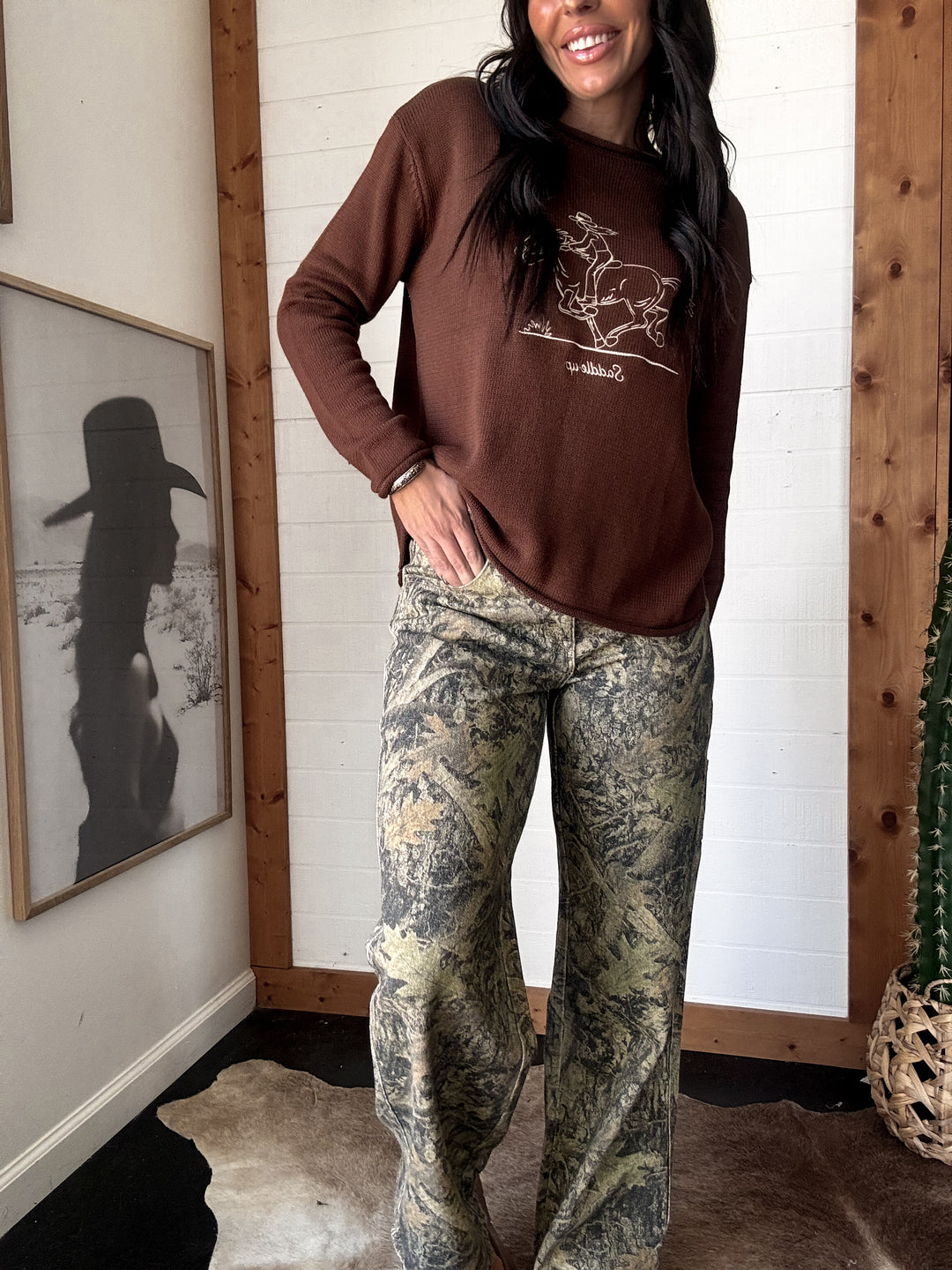 Forest Camo Wide-Leg Utility Pants