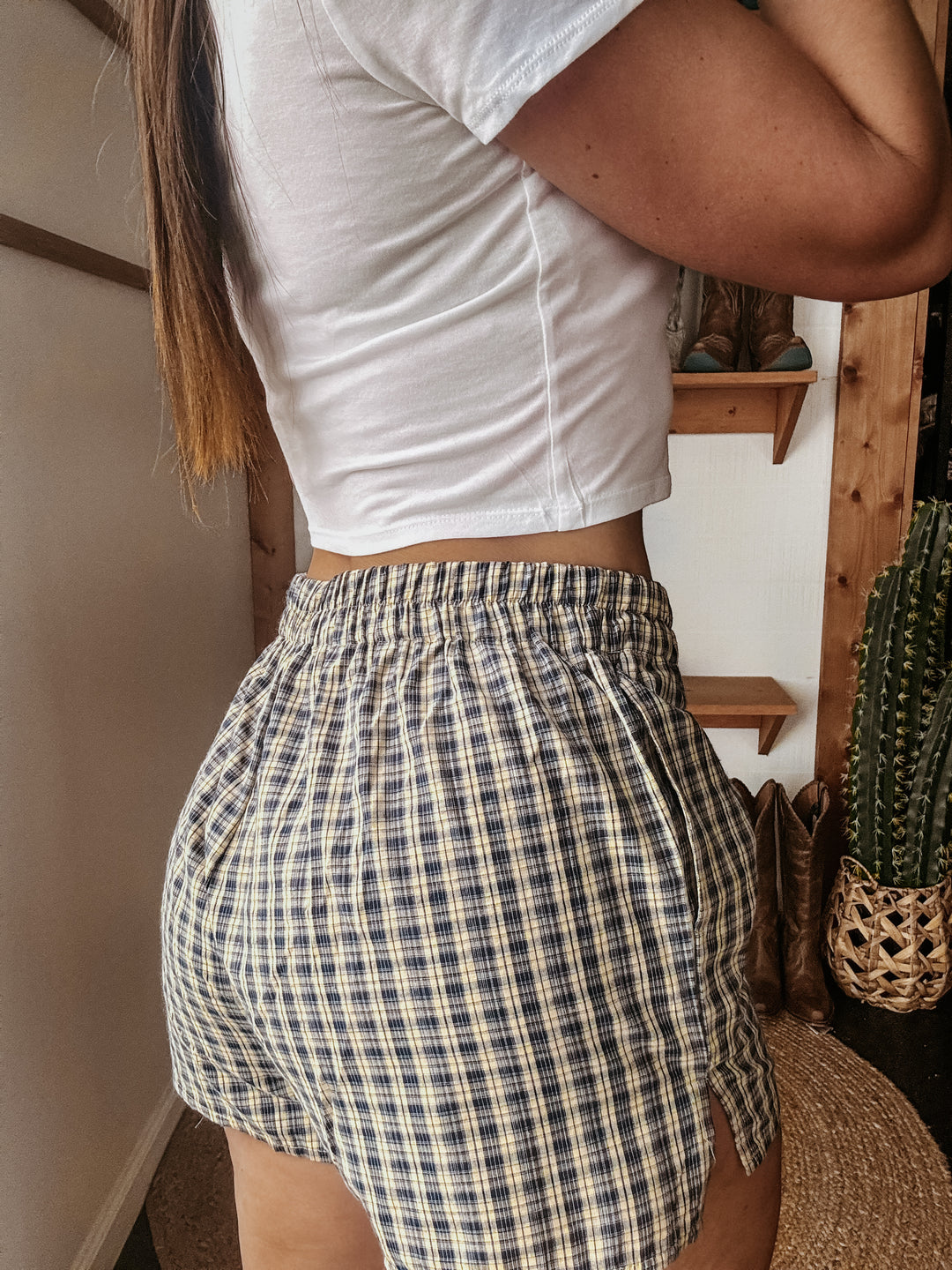 Navy Plaid Boxer Shorts