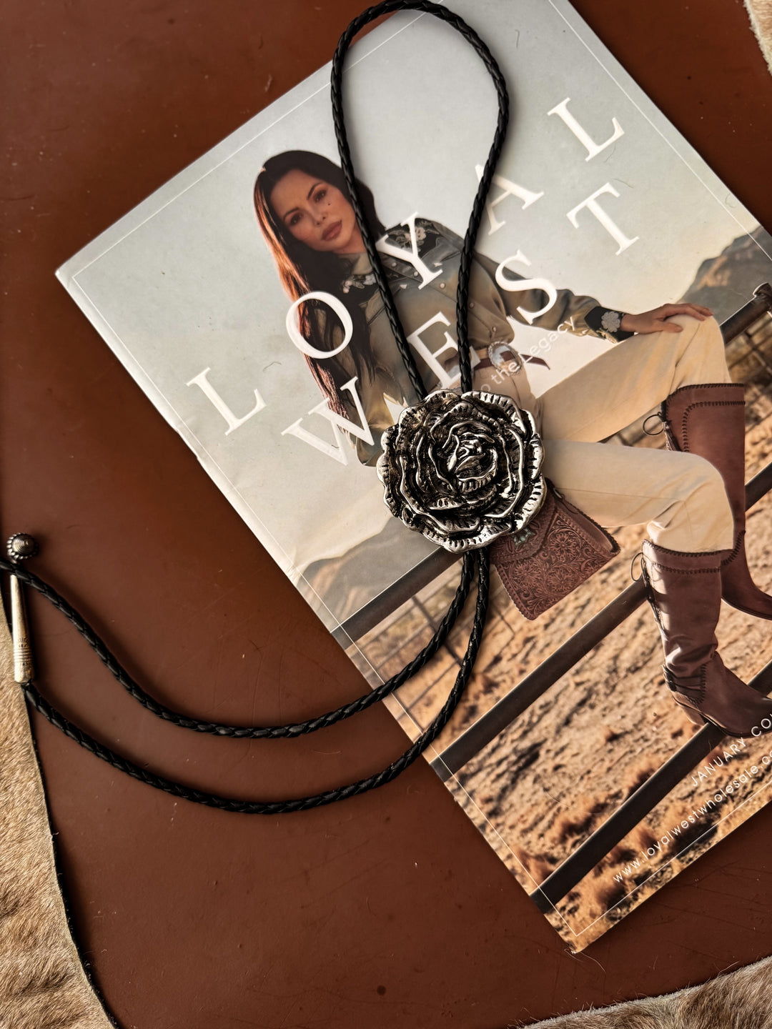 Rose Concho Bolo Tie