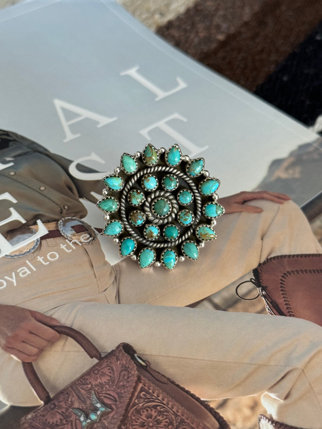 The Adjustable Turquoise Cluster Ring