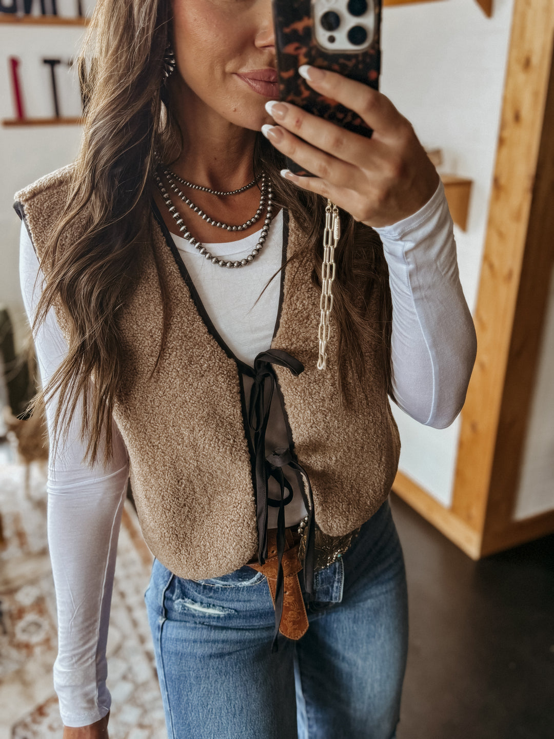 Western Fleece Double Tie Vest