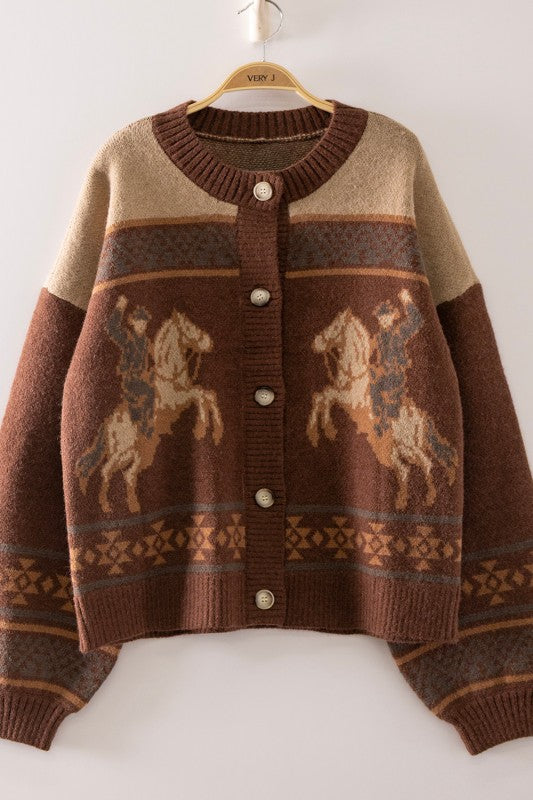 Brown Cowboy Knit Cardigan PRE ORDER 10/2