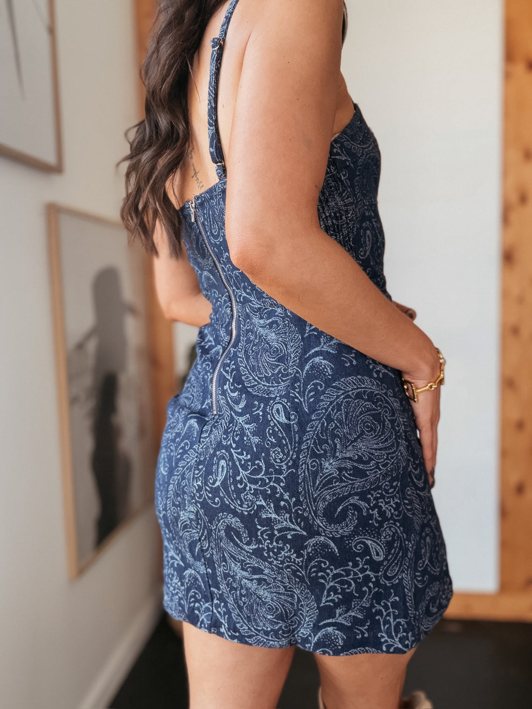 Paisley Denim Mini Dress