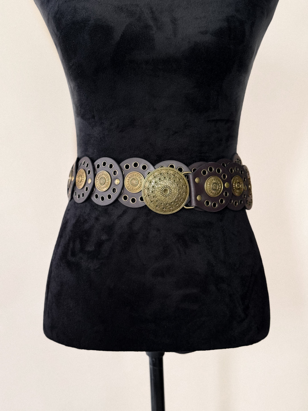 Vintage Medallion Panel Belt – Brown