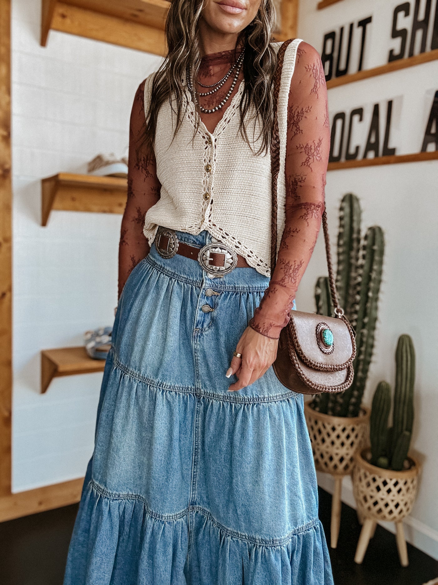 The Tiered Denim Maxi Skirt