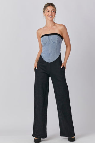 The Mixed Denim Jumpsuit