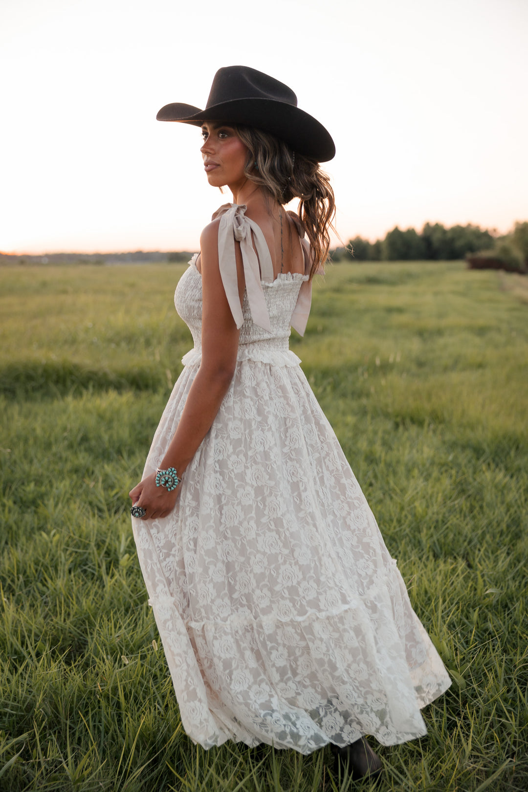 Dust &amp; Lace Tie Shoulder Midi Dress PRE ORDER 8/31