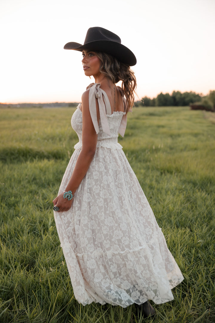 Dust &amp; Lace Tie Shoulder Midi Dress PRE ORDER 8/31