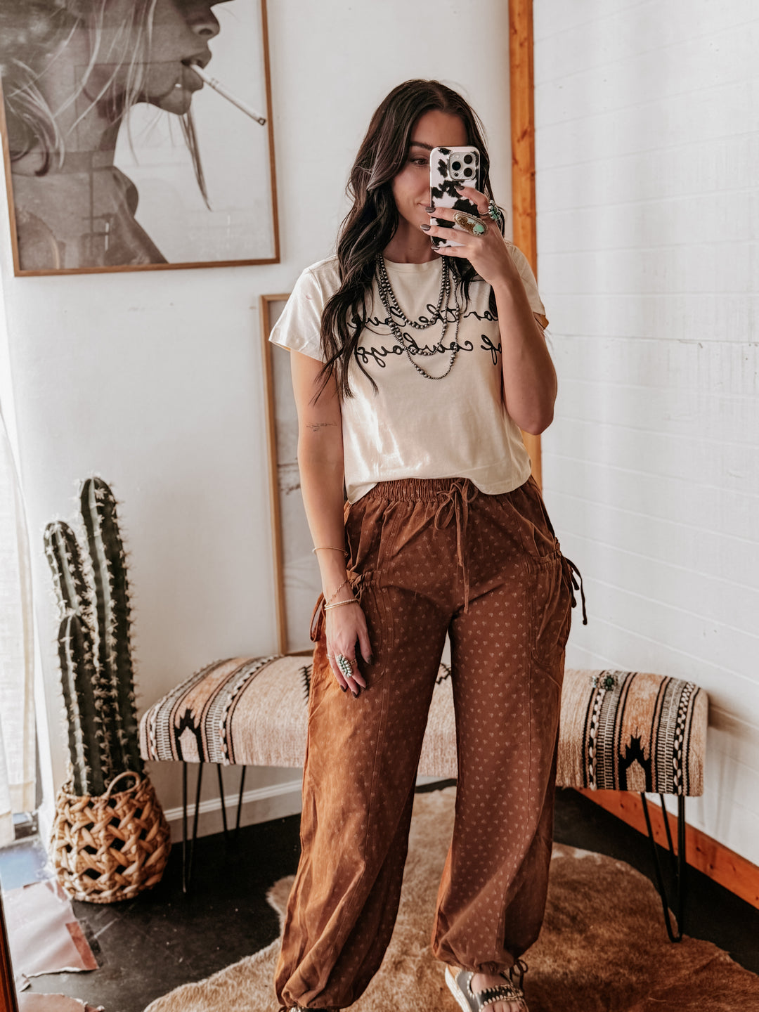 Mineral Washed Wide Leg Drawstring Pants