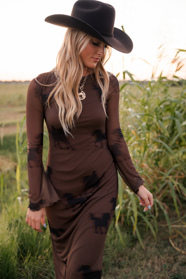 Equestrian Mesh Maxi Dress PRE ORDER 8/30