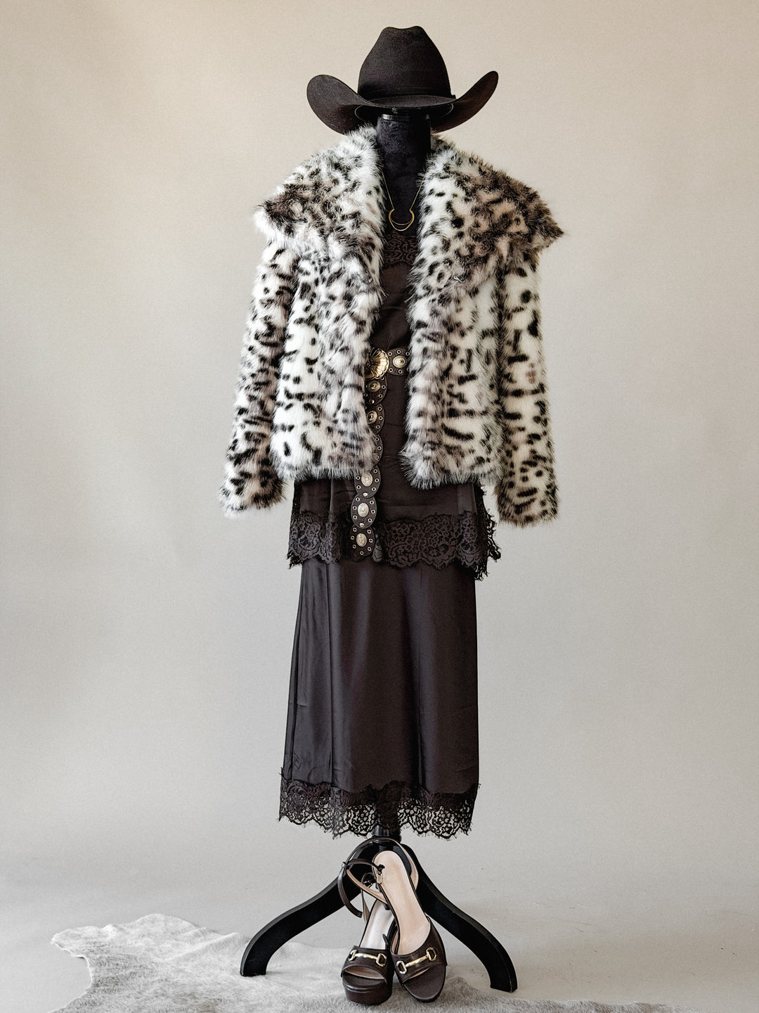 Cocoa Satin & Lace Set