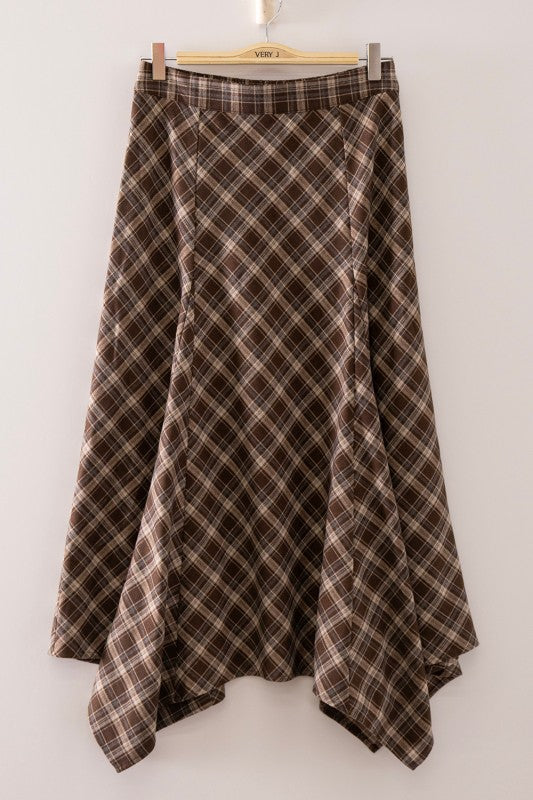 Prairie Plaid Handkerchief Midi Skirt PRE ORDER 8/20