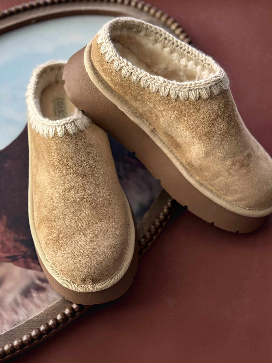 Brandi Khaki Platform Shearling Slip-On