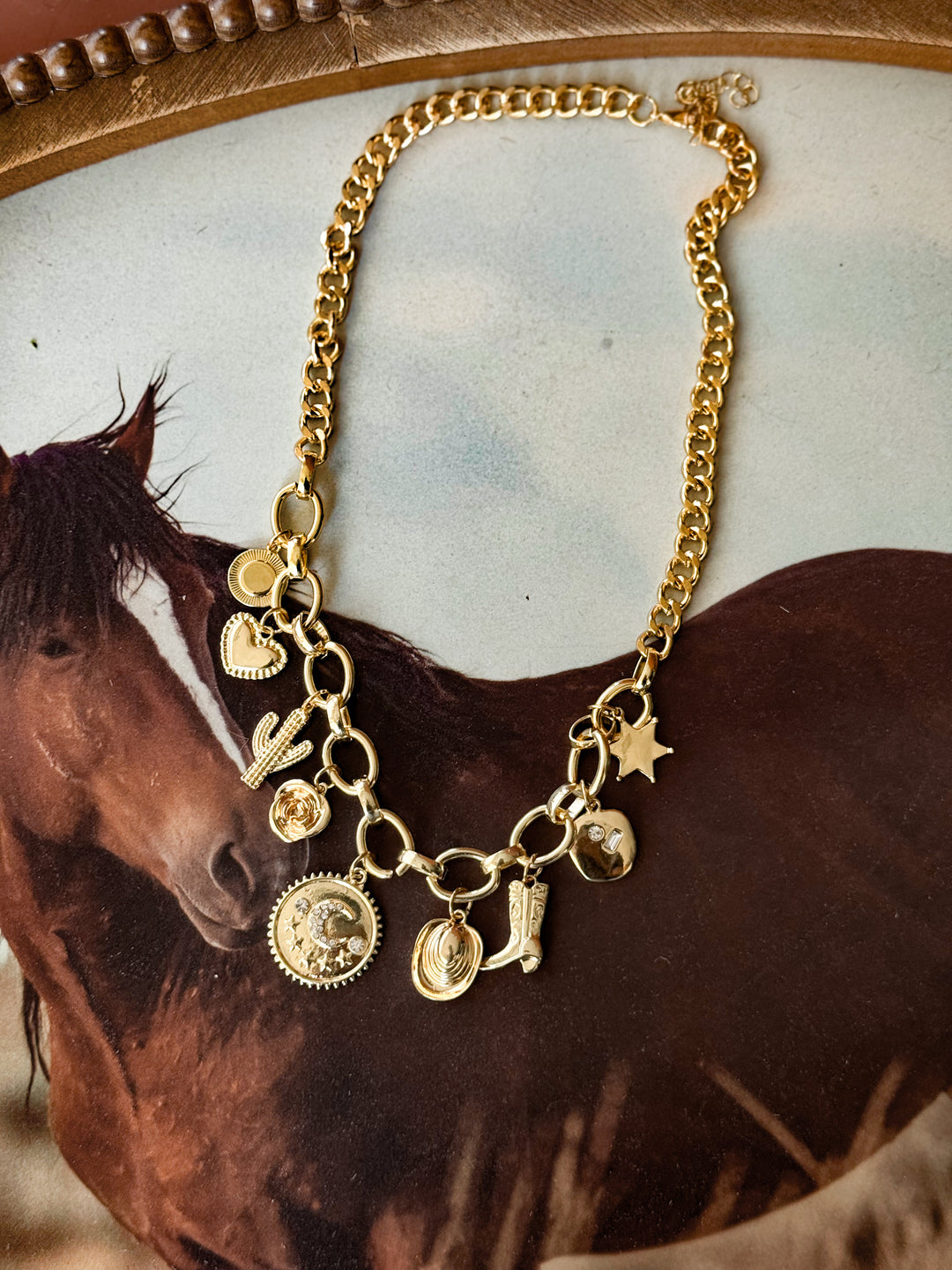 Giddy Up Charm Necklace - Gold