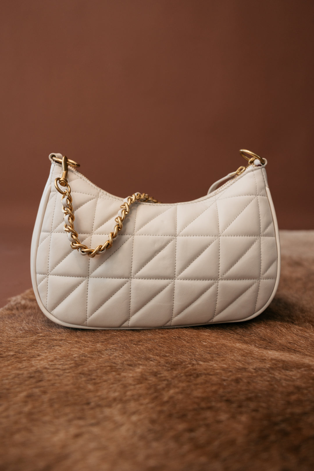 Loyal White Quilted Leather Bag