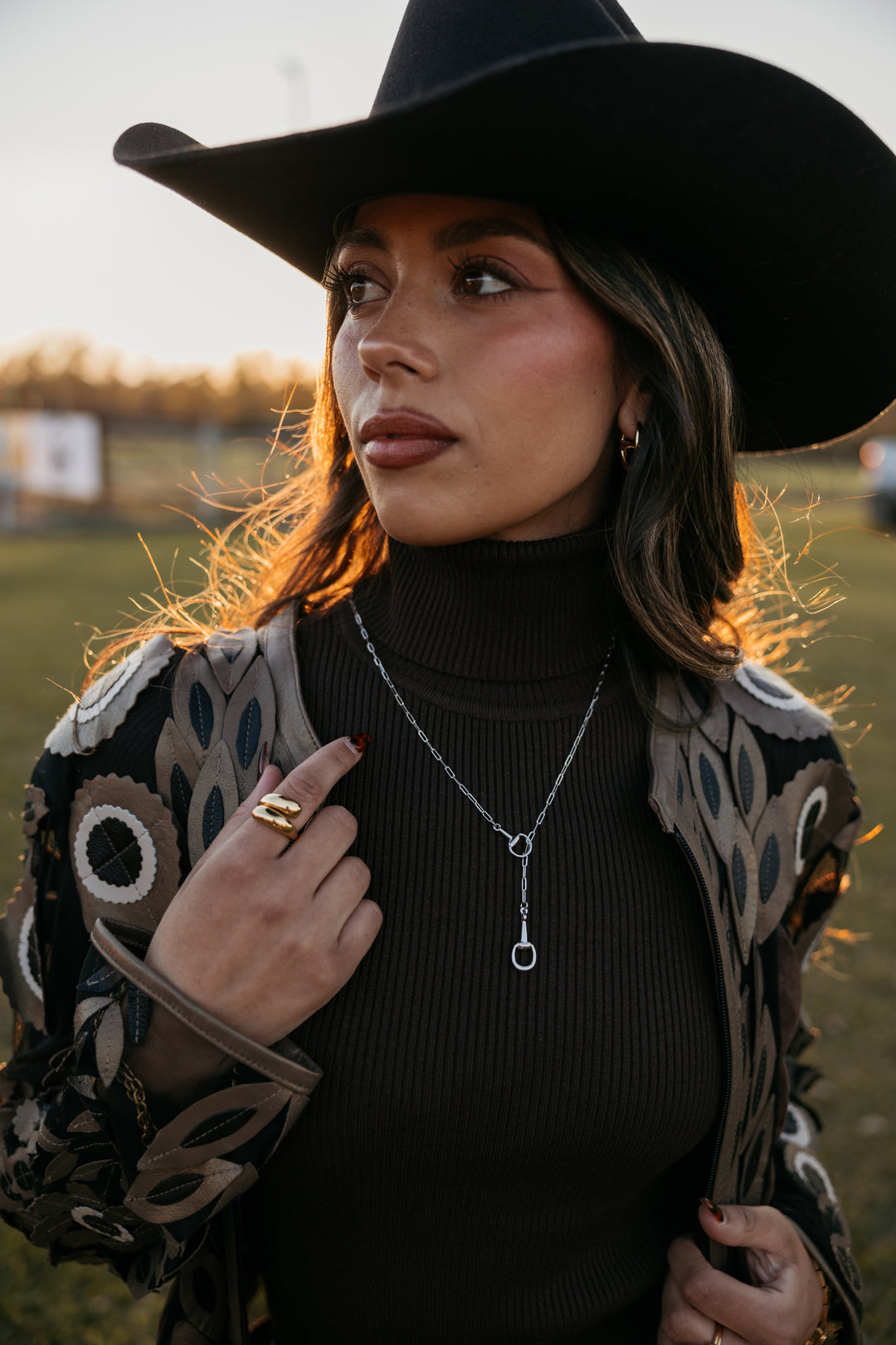 Silver Horse Bit Lariat Necklace