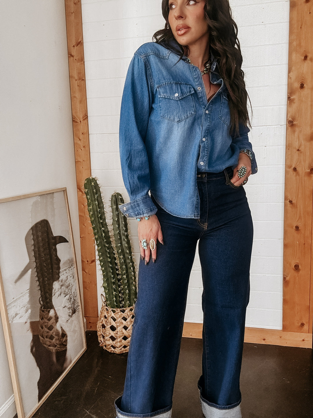 Dark Wash High Rise Wide Leg Jeans